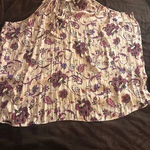 Torrid Floral Print Top in Purple and Cream
